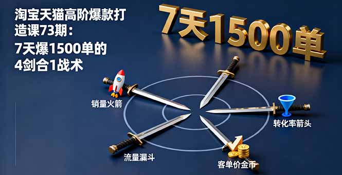 淘宝天猫高阶爆款打造课73期：7天爆1500单的4剑合1战术-U9联盟