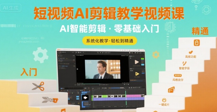 短视频AI剪辑教学视频课，入门到精通-U9联盟