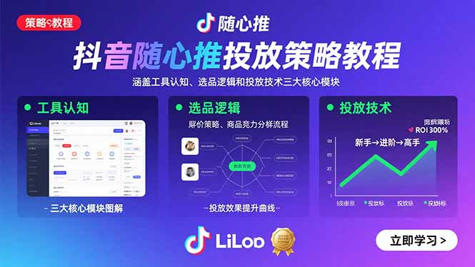 抖音随心推投放策略教程：涵盖工具认知、选品逻辑和投放技术三大核心模块-U9联盟