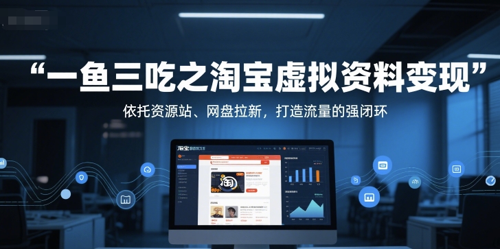 一鱼三吃之淘宝虚拟资料变现，依托资源站、网盘拉新，打造流量的强闭环-U9联盟