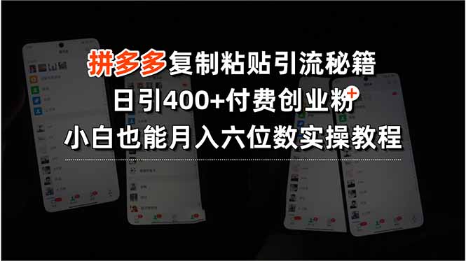 拼多多复制粘贴引流秘籍，日引400+付费创业粉，小白也能月入六位数实操…-U9联盟