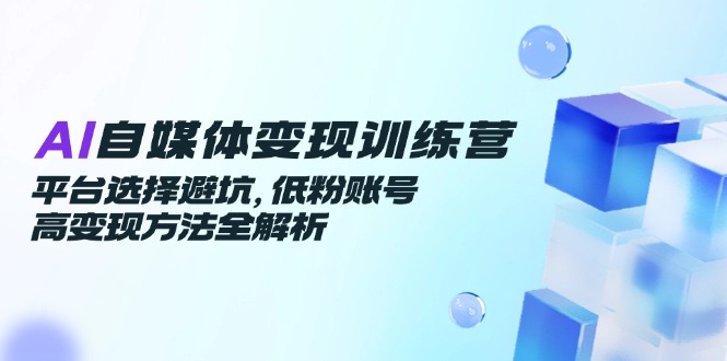 AI自媒体变现训练营，平台选择避坑，低粉账号高变现方法全解析-U9联盟