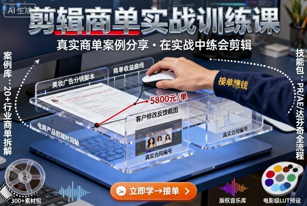 剪辑商单实战训练课，真实商单案例分享，在实战中练会剪辑-U9联盟