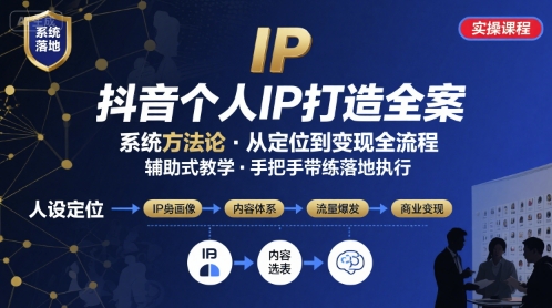 抖音个人IP系统落地实操大课，实操课程，辅助落地-U9联盟