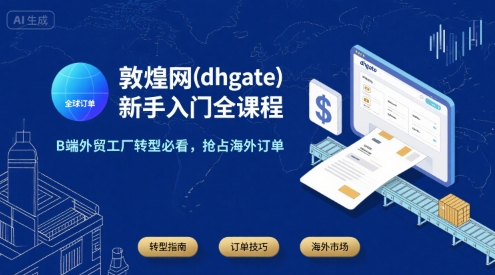 敦煌网(dhgate)新手入门全课程，B端外贸工厂转型必看，抢占海外订单-U9联盟