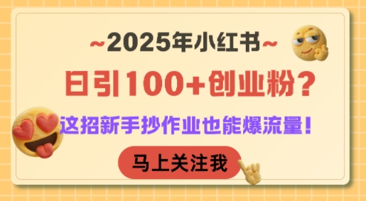 2025年小红书日引100+创业粉？这招新手抄作业也能爆流量！-U9联盟