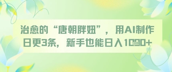 治愈的“唐朝胖妞”，用AI制作日更3条，新手也能日入多张-U9联盟