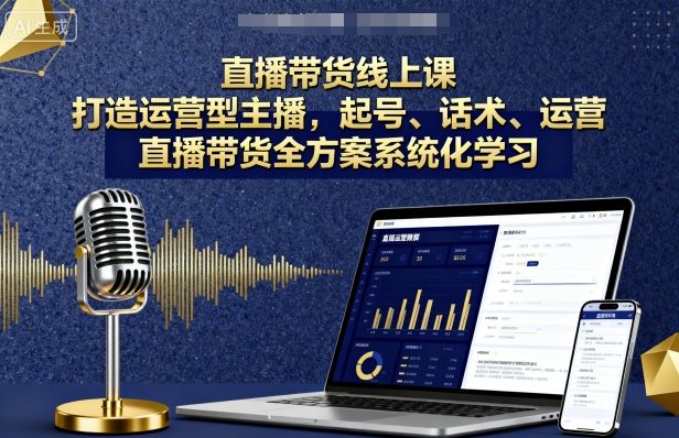 直播带货线上课，打造运营型主播，起号、话术、运营，直播带货全方案系统化学习-U9联盟