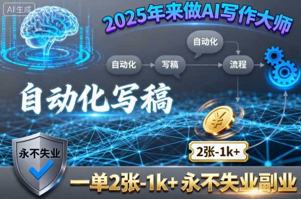 2025年来做AI写作大师，自动化写稿，一单2张-1k+，永不失业副业-U9联盟