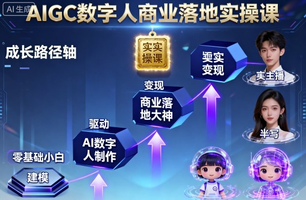 AIGC数字人商业落地实操课，从零基础小白到AI数字人大神-U9联盟