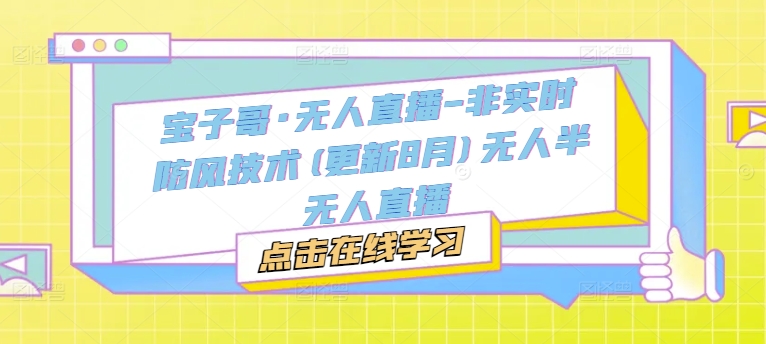 宝子哥·无人直播-非实时防风技术(更新25年6月)无人半无人直播-U9联盟