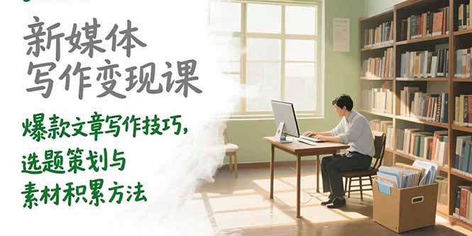 新媒体写作变现课，爆款文章写作技巧，选题策划与素材积累方法-U9联盟