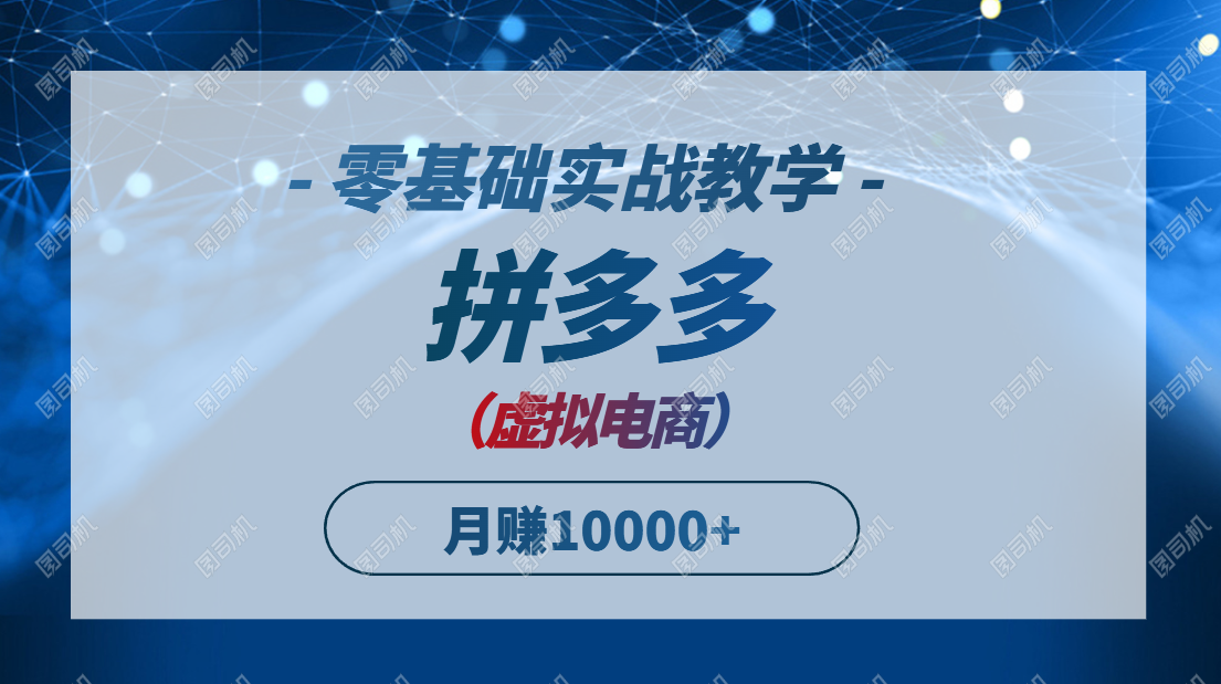 拼多多虚拟电商，零基础实战教学，快速打爆商品，新手也能月入10000+-U9联盟