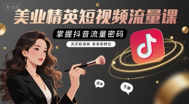 美业精英短视频流量课，掌握抖音流量密码，天天有询单，条条有转化-U9联盟