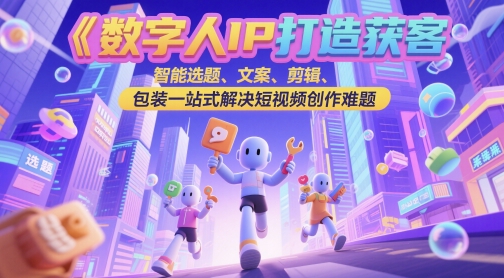 数字人IP打造获客变现实操课，智能选题、文案、剪辑、包装一站式解决短视频创作难题-U9联盟