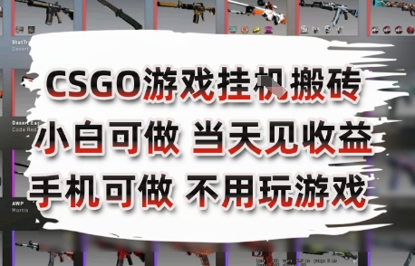 CSGO游戏挂G搬砖，小白纯手机即可操作，不用电脑打游戏，日入3张+，副业网创项目【揭秘】-U9联盟