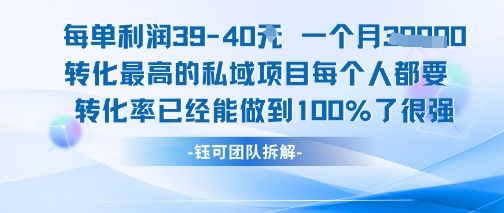 每单利润40一个月7k+转化最高的私域项目，每个人都要的产品转化率已经能做到100%-U9联盟