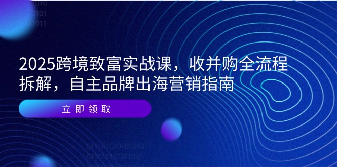 2025跨境致富实战课，收并购全流程拆解，自主品牌出海营销指南-U9联盟