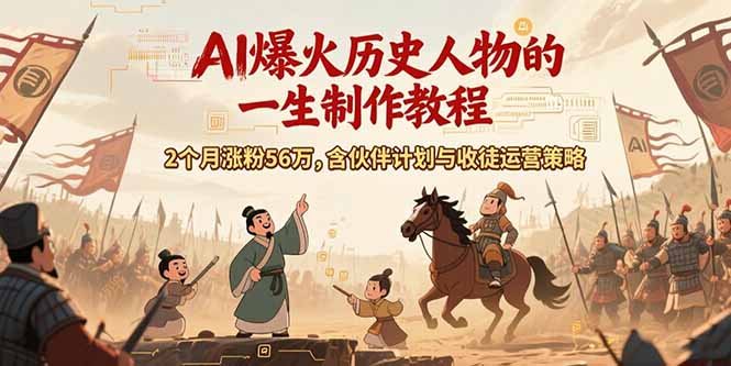 AI历史人物赛道课程，2个月涨粉56万，含伙伴计划与收徒运营策略-U9联盟