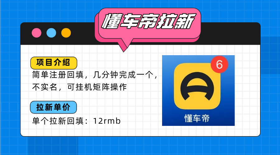 懂车帝邪修拉新玩法，简单注册回填，不sm，单个拉新12rmb，轻松日入200+-U9联盟