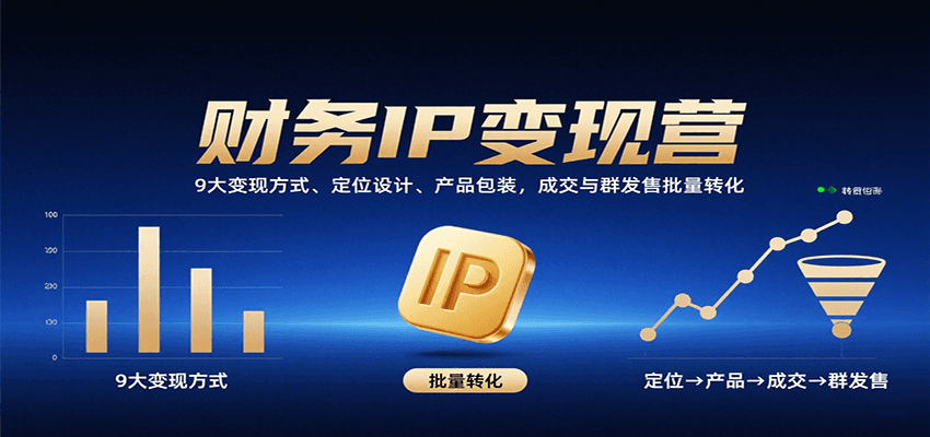 财务IP变现营：9大变现方式、定位设计、产品包装，成交与群发售批量转化-U9联盟