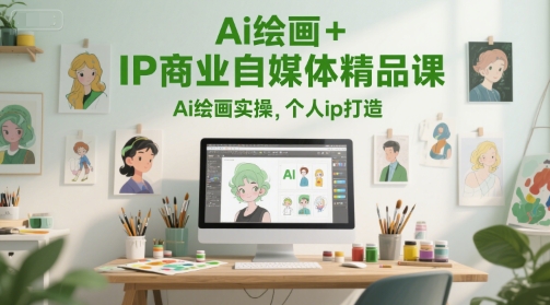 Ai绘画+IP商业自媒体精品课，Ai绘画实操，个人ip打造-U9联盟