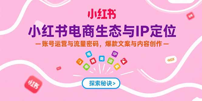 小红书电商生态与IP定位，账号运营与流量密码，爆款文案与内容创作-U9联盟