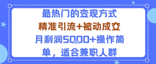 小众赛道玩法：当下最热门的变现方式，精准引流+被动成交月利润5k+操作简单，适合兼职人群-U9联盟