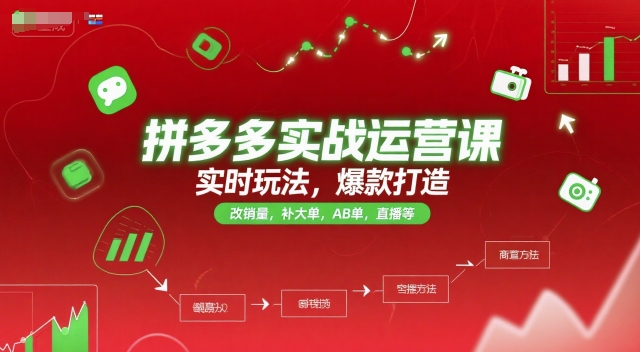 拼多多实战运营课，实时玩法，爆款打造，改销量，补大单，AB单，直播等(更新2025月)-U9联盟