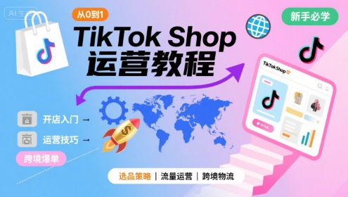 TikTok Shop从0到1运营教程，TikTok跨境电商新手必学课程-U9联盟