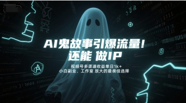 AI鬼故事引爆流量，还能做IP，视频号多渠道收益单日1k+，小白副业、工作室放大的最佳选择-U9联盟