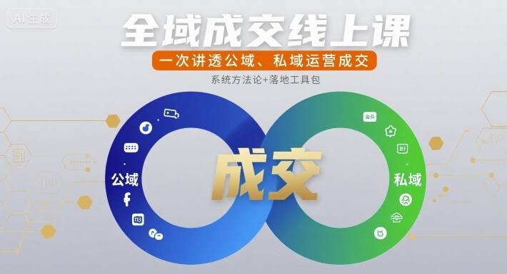全域成交线上课，一次讲透公域、私域运营成交-U9联盟