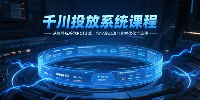 千川投放系统课程，从账号标签到ROI计算，包含冷启动与素材优化全流程-U9联盟