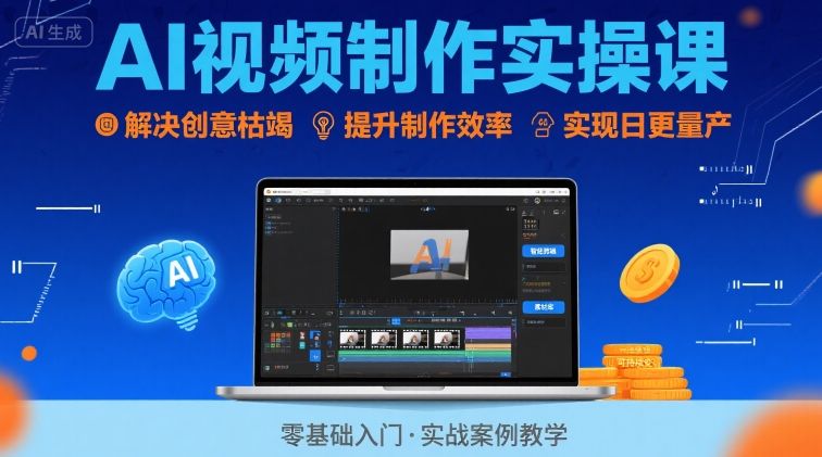 Ai视频制作实操课，解决创意枯竭、效率低下痛点，实现日更量产可持续变现-U9联盟
