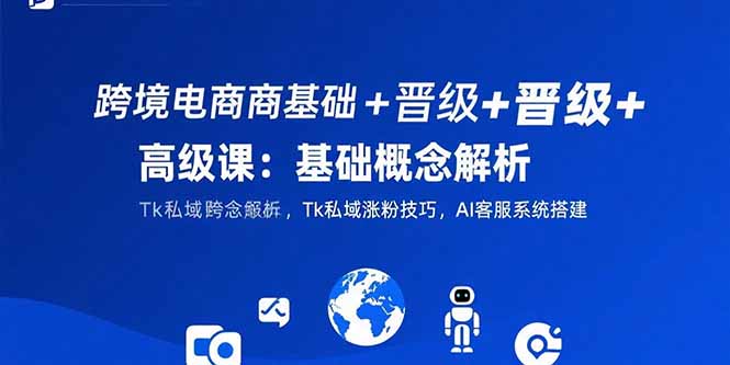 跨境电商基础+晋级+高级课：基础概念解析,Tk私域涨粉技巧,AI客服系统搭建-U9联盟