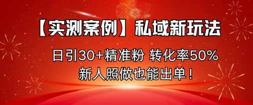 【实测案例】私域新玩法，日引30+精准粉，转化率50%，新人照做也能出单！-U9联盟
