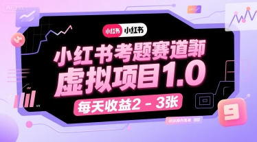 小红书考题赛道虚拟项目1.0，项目操作简单，每天收益2-3张-U9联盟