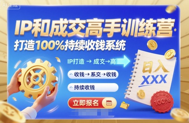 带你成为IP和成交高手的训练营，打造100%持续收钱系统-U9联盟