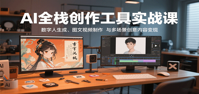 AI全栈创作工具实战课：数字人生成、图文视频制作与多场景创意内容变现-U9联盟