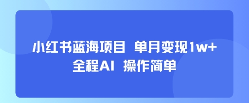 小红书蓝海项目 单月变现1w+ 全程AI 操作简单-U9联盟