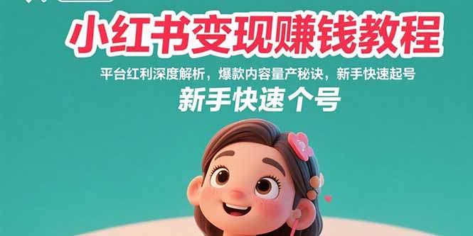 小红书变现赚钱教程：平台红利深度解析，爆款内容量产秘诀，新手快速起号-U9联盟