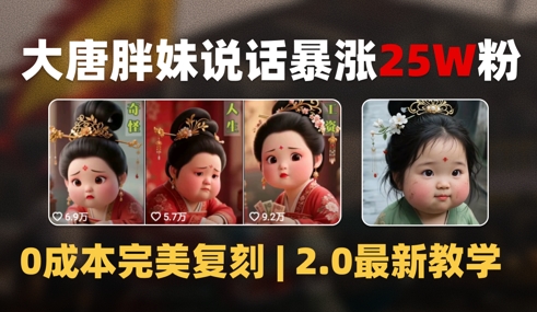 AI大唐胖贵妃说话2.0，40条视频暴涨40w粉，附独家变现攻略-U9联盟