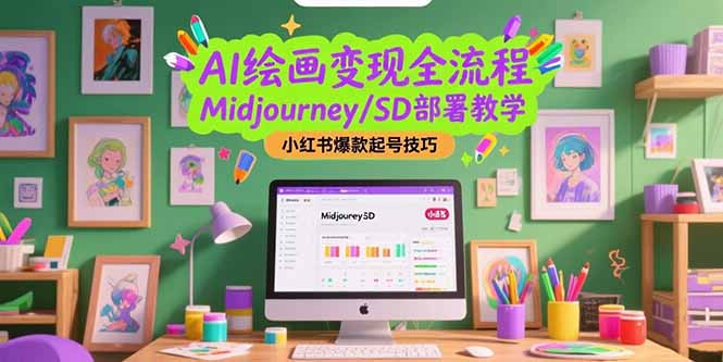 AI绘画变现全流程，Midjourney/SD部署教学，小红书爆款起号技巧-U9联盟