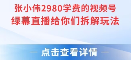张小伟2980付费额视频号绿幕直播给你们拆解玩法-U9联盟