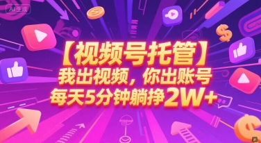 【视频号托管 】我出视频，你出账号，每天5分钟发布，最高躺挣2W+【揭秘】-U9联盟