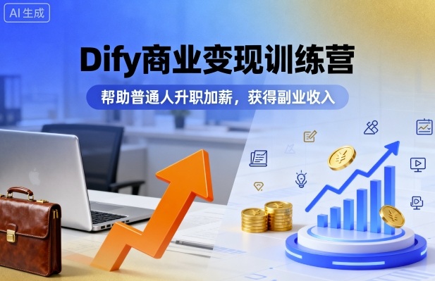 Dify商业变现训练营，帮助普通人升职加薪，获得副业收入-U9联盟