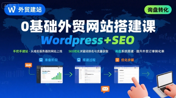 WordPress外贸建站+SEO优化课程，手把手教你从0到1搭建可获得询盘的外贸网站-U9联盟