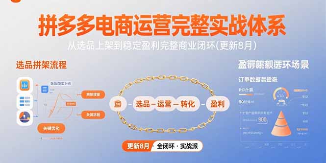 拼多多电商运营完整实战体系，从选品上架到稳定盈利完整商业闭环(更新8月-U9联盟