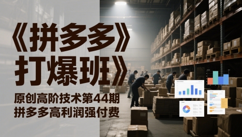 《拼多多打爆班》原创高阶技术第44期，拼多多高利润强付费-U9联盟