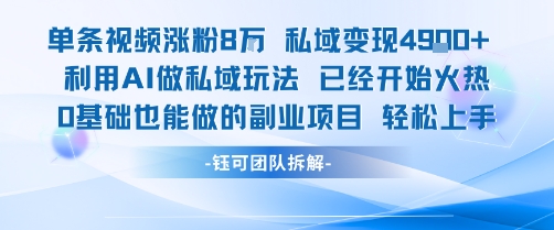 单条视频私域变现4.9k+利用AI做私域玩法 已经开始火热0基础也能做的副业项目轻松上手-U9联盟